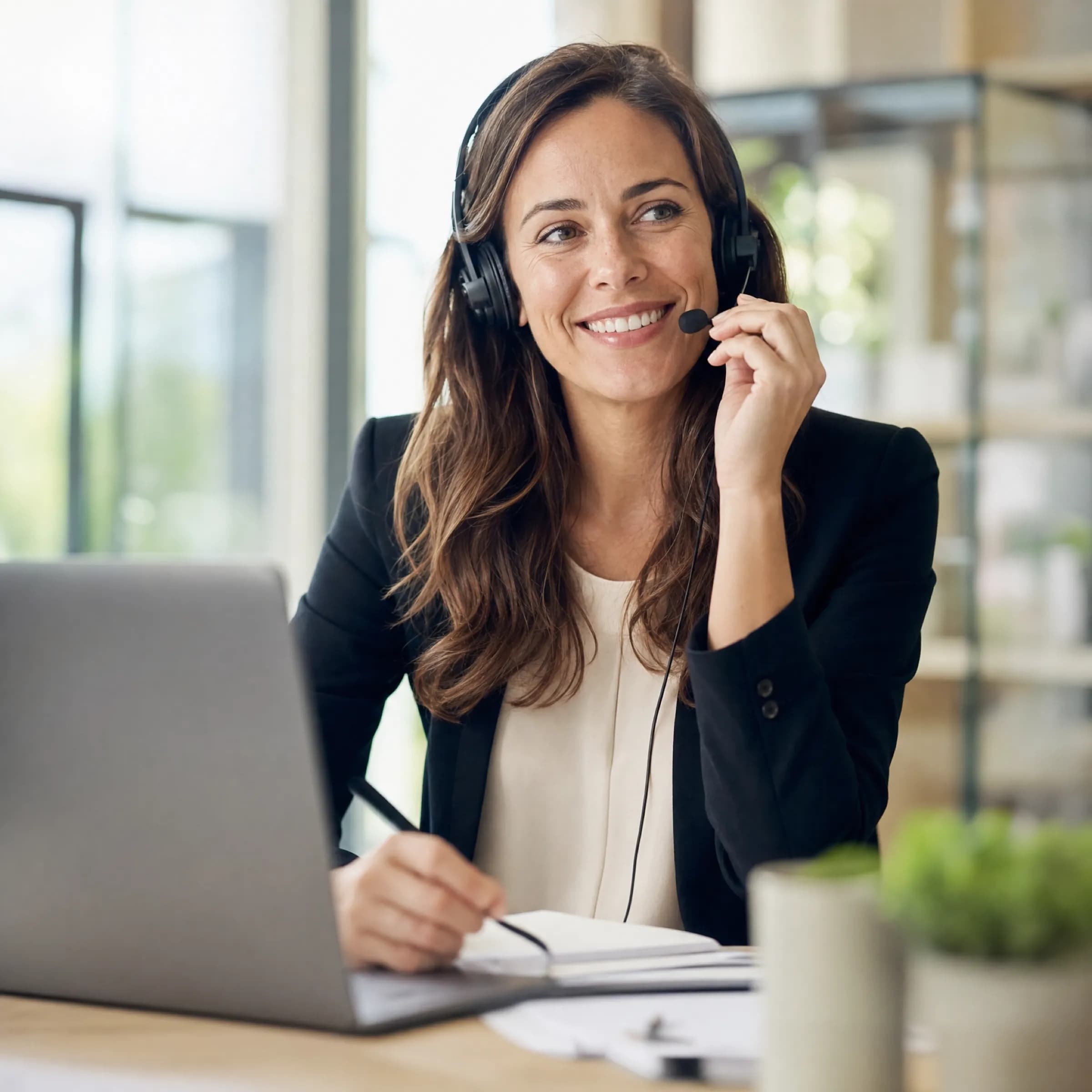 An insurance agent taking a call